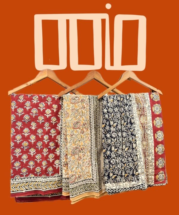 Hand block printed Kalamkari Saree